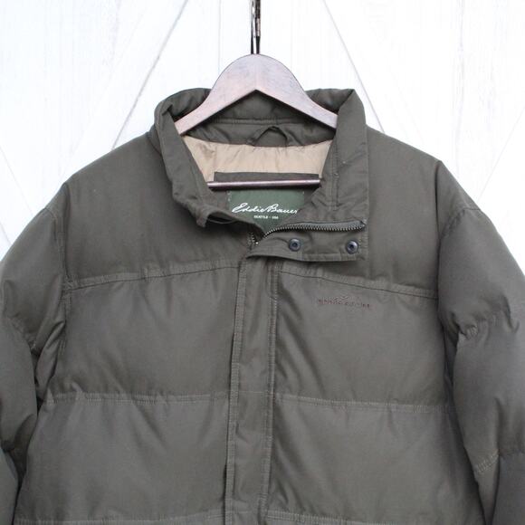 Eddie Bauer Green Goose Down Puffer Jacket Size Large Full Zip - Picture 2 of 8